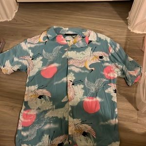 light blue bird button down shirt !!